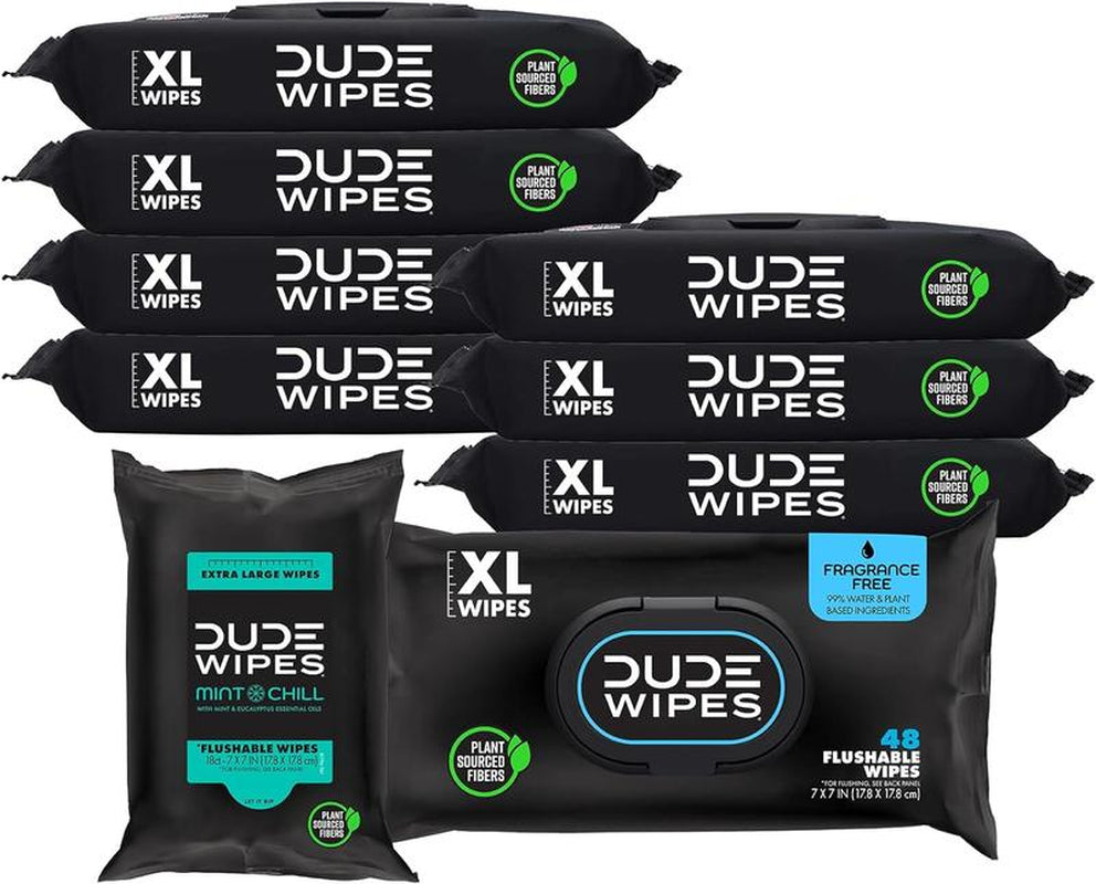 DUDE Wipes - Flushable Wipes - Unscented 8 Pack