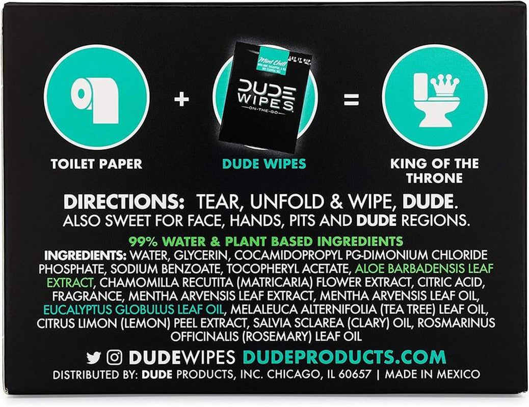 DUDE Wipes - On-The-Go Flushable Wipes - 2 Pack, 60 Wipes