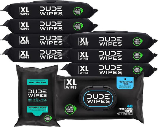 DUDE Wipes - Flushable Wipes - Unscented 8 Pack 