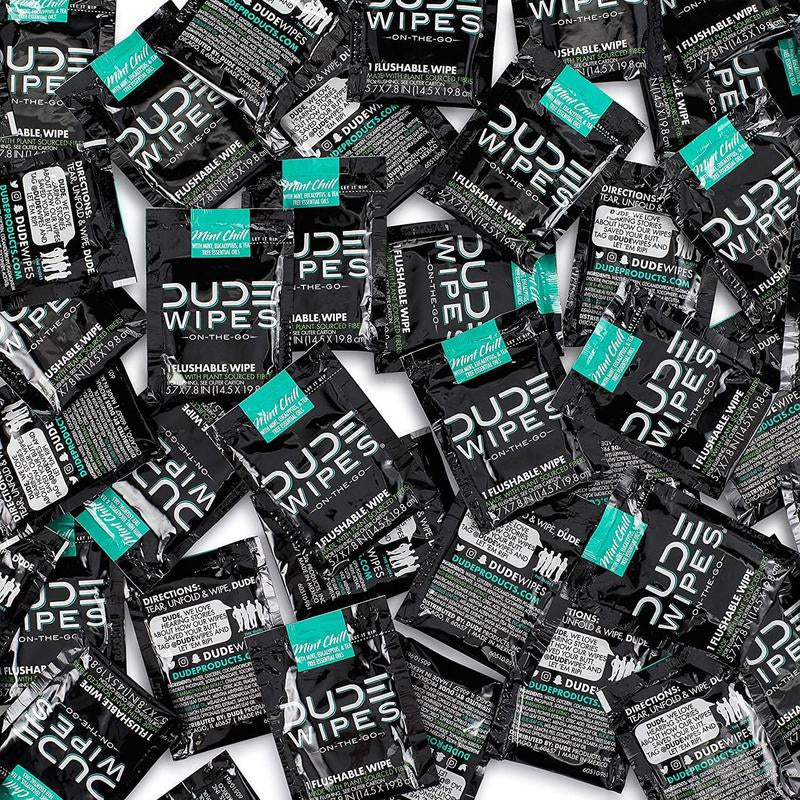 DUDE Wipes - On-The-Go Flushable Wipes - 2 Pack, 60 Wipes