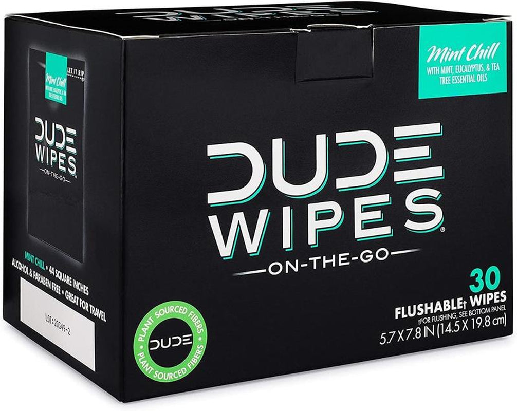 DUDE Wipes - On-The-Go Flushable Wipes - 2 Pack, 60 Wipes