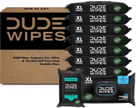 DUDE Wipes - Flushable Wipes - Unscented 8 Pack 